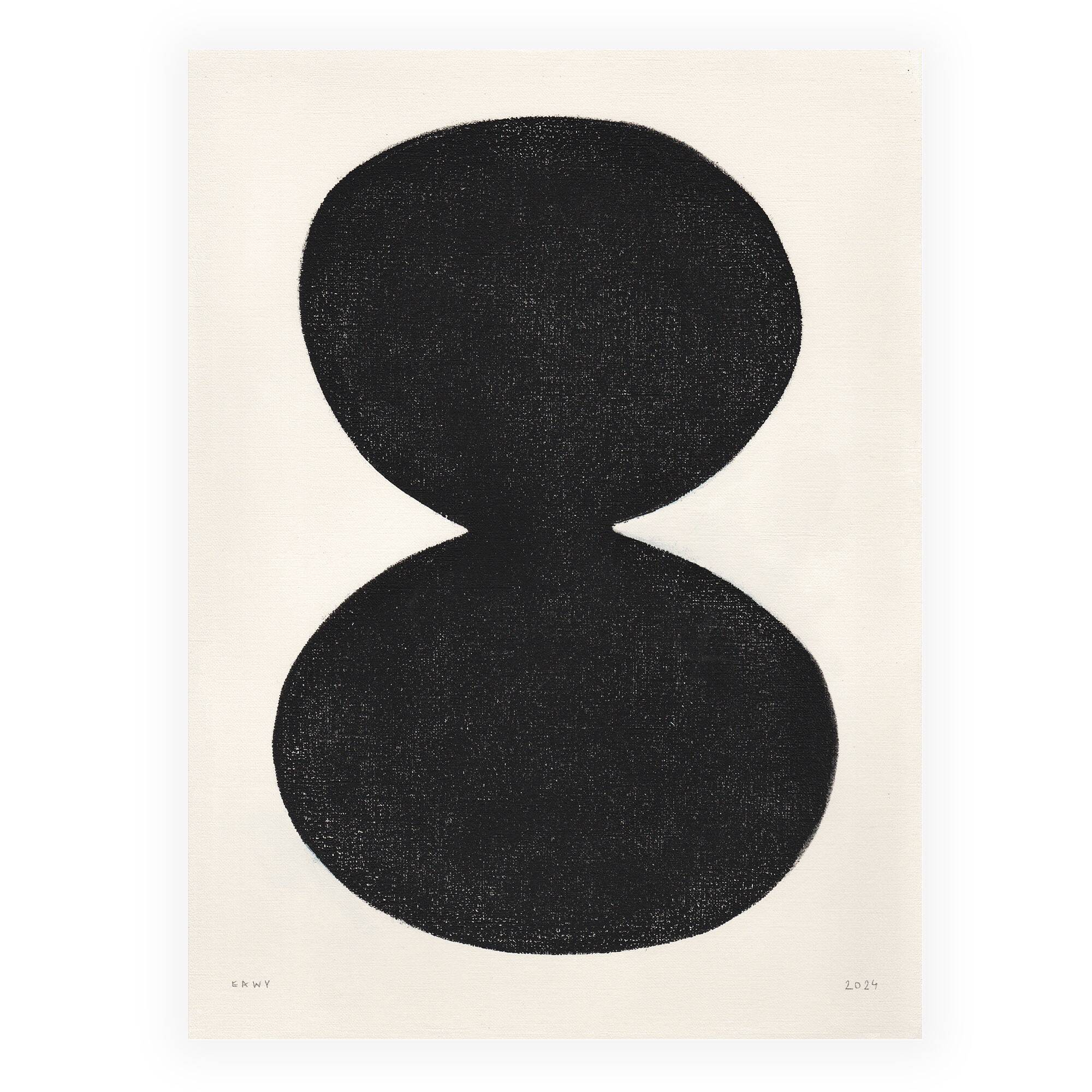 Abstract painting on paper - black illustration signed eawy