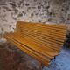 Vintage French garden bench in pine, mid-20th century.