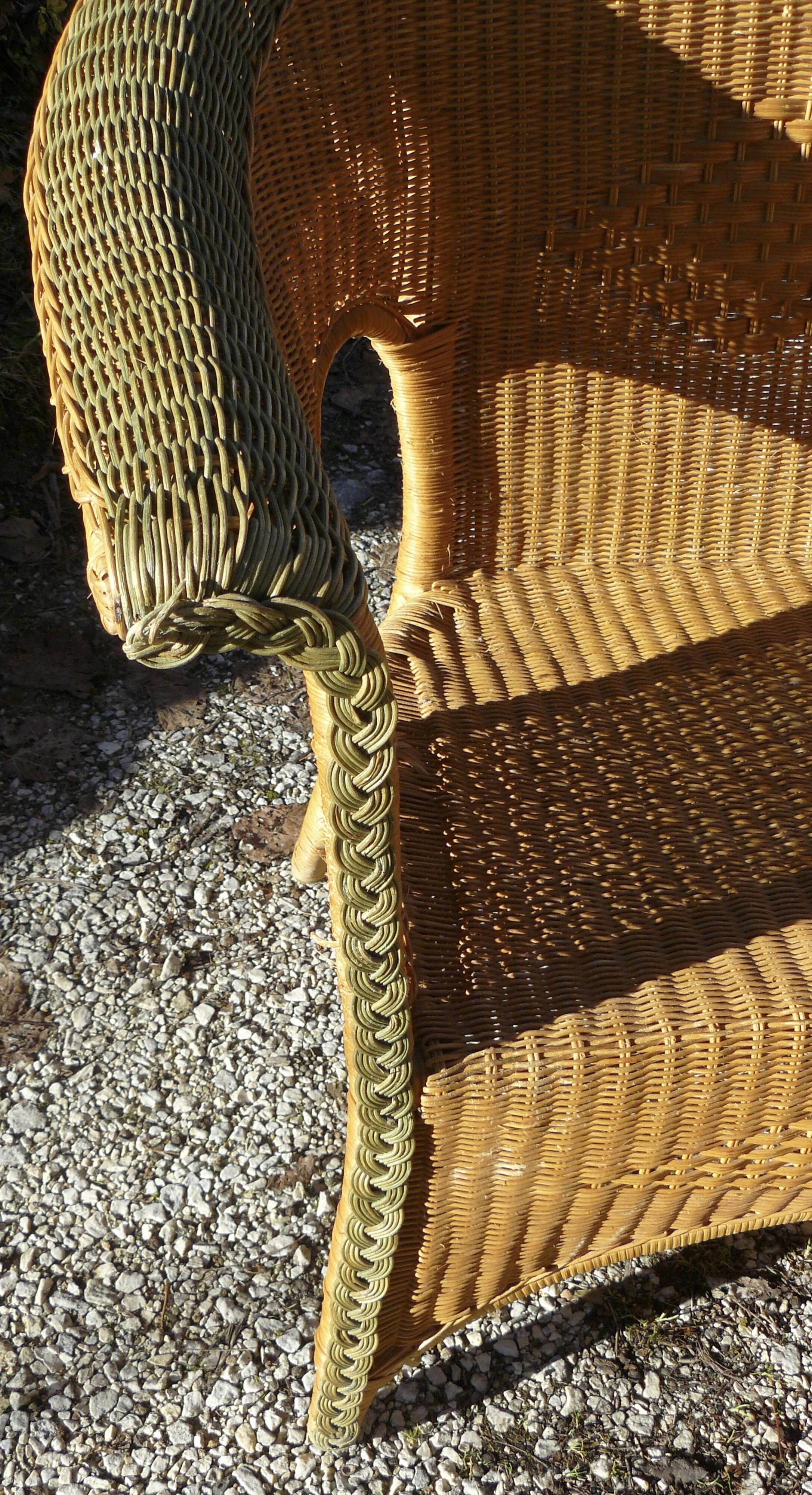Sofa bench rattan and wicker vintage 1970