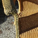 Sofa bench rattan and wicker vintage 1970