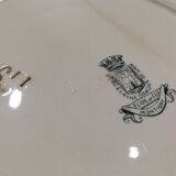 Plat creux ancien en porcelaine opaque de gien terre de fer décor vert collection montigny