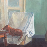 "Face to face with my dog", original oil on canvas