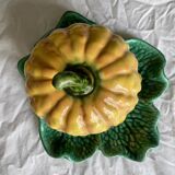 Antique majolica pumpkin jam jar