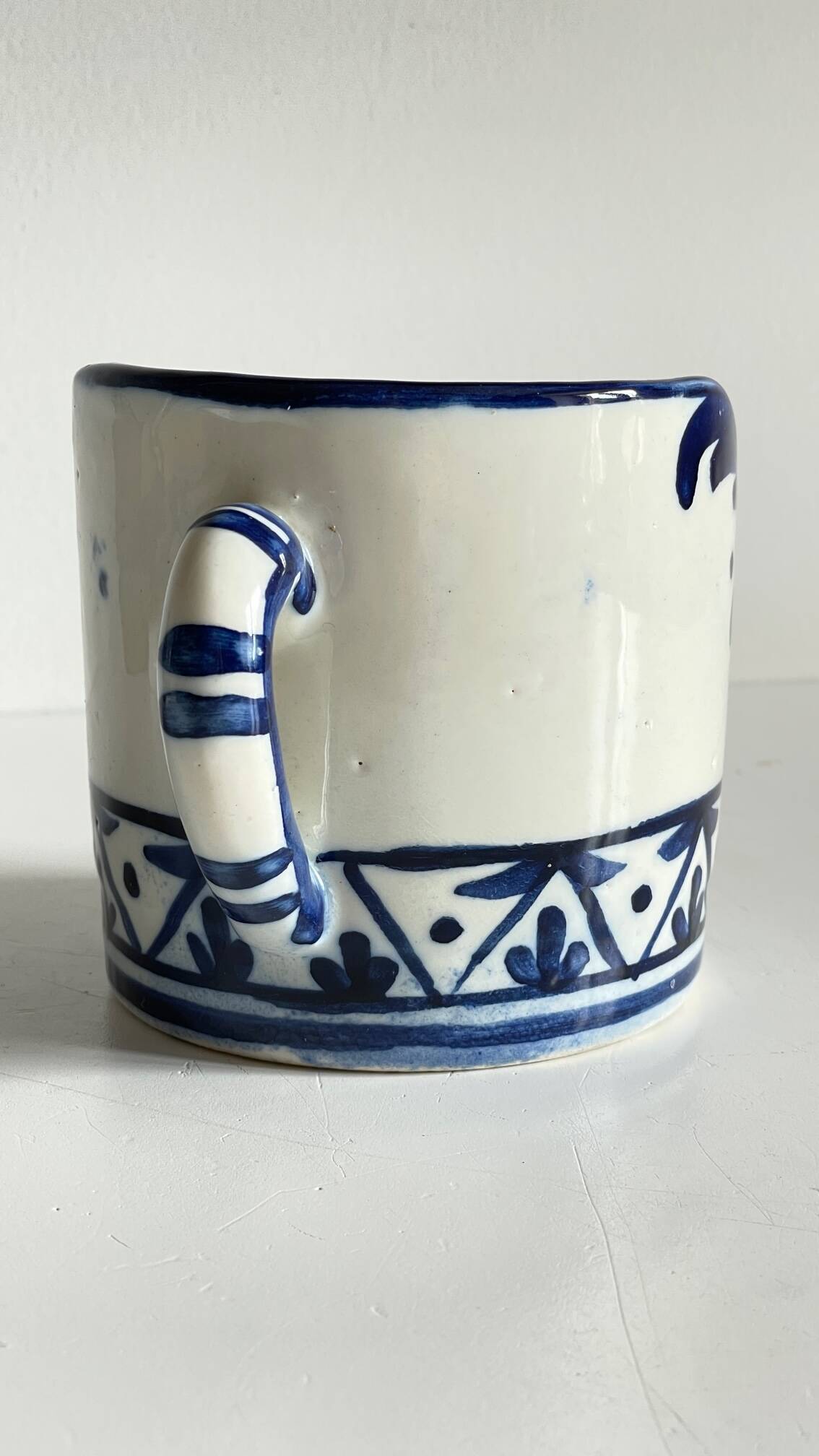 Blue ceramic hand candle holder vintage craft