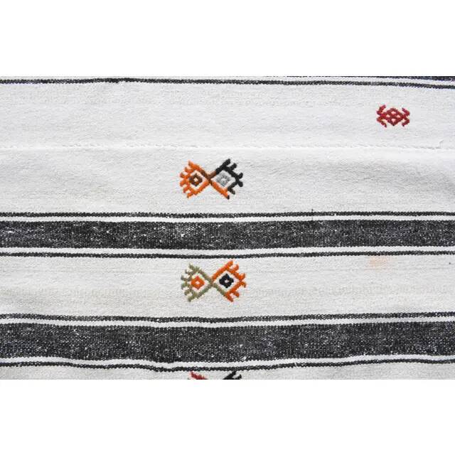 Vintage Turkish Hand-Knotted Wool Cotton White Kilim Area Rug 178x261