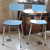 Set of 2 blue Formica chairs