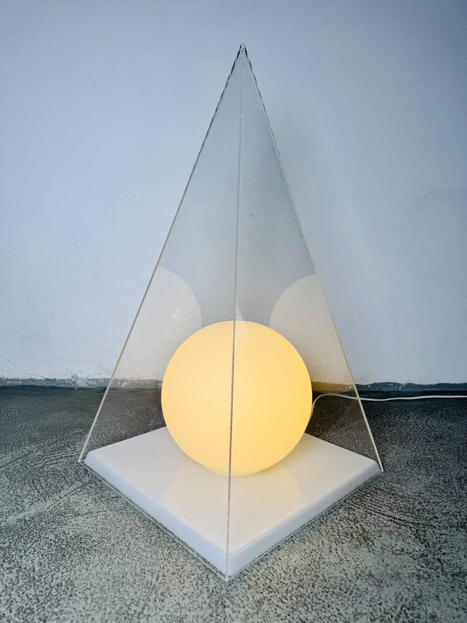 Pyramid & Glass Sphere Table Lamp By Harco Loor For Harco Loor Design, The Netherlands 1980S