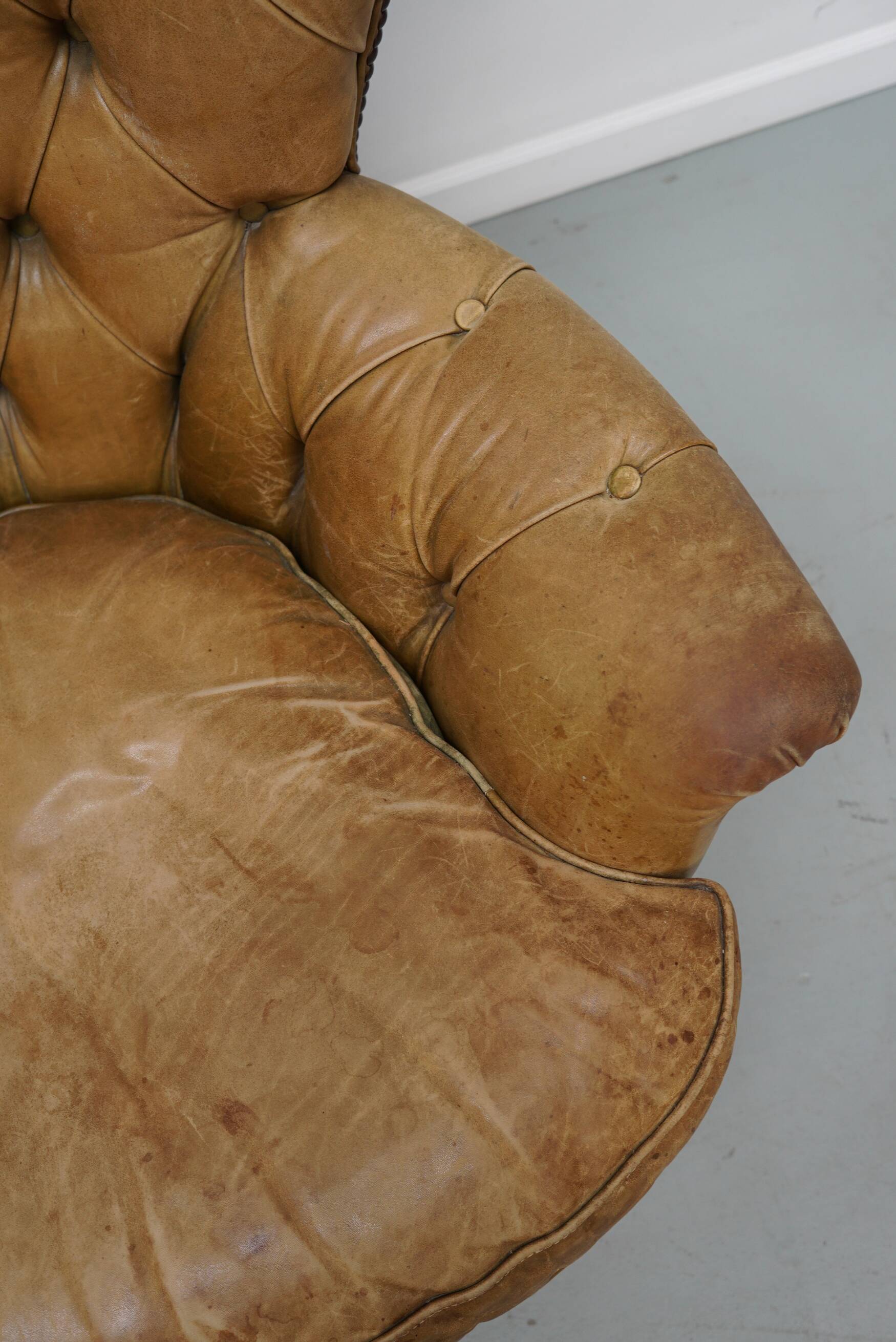 Vintage Dutch Club Chair in Cognac Colored Leather