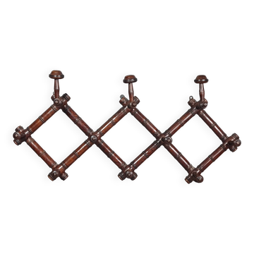 Antique coat and hat stand, turned wood in bamboo style from the early 1900s, 89 cm.
