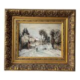 Old painting snow landscape signed