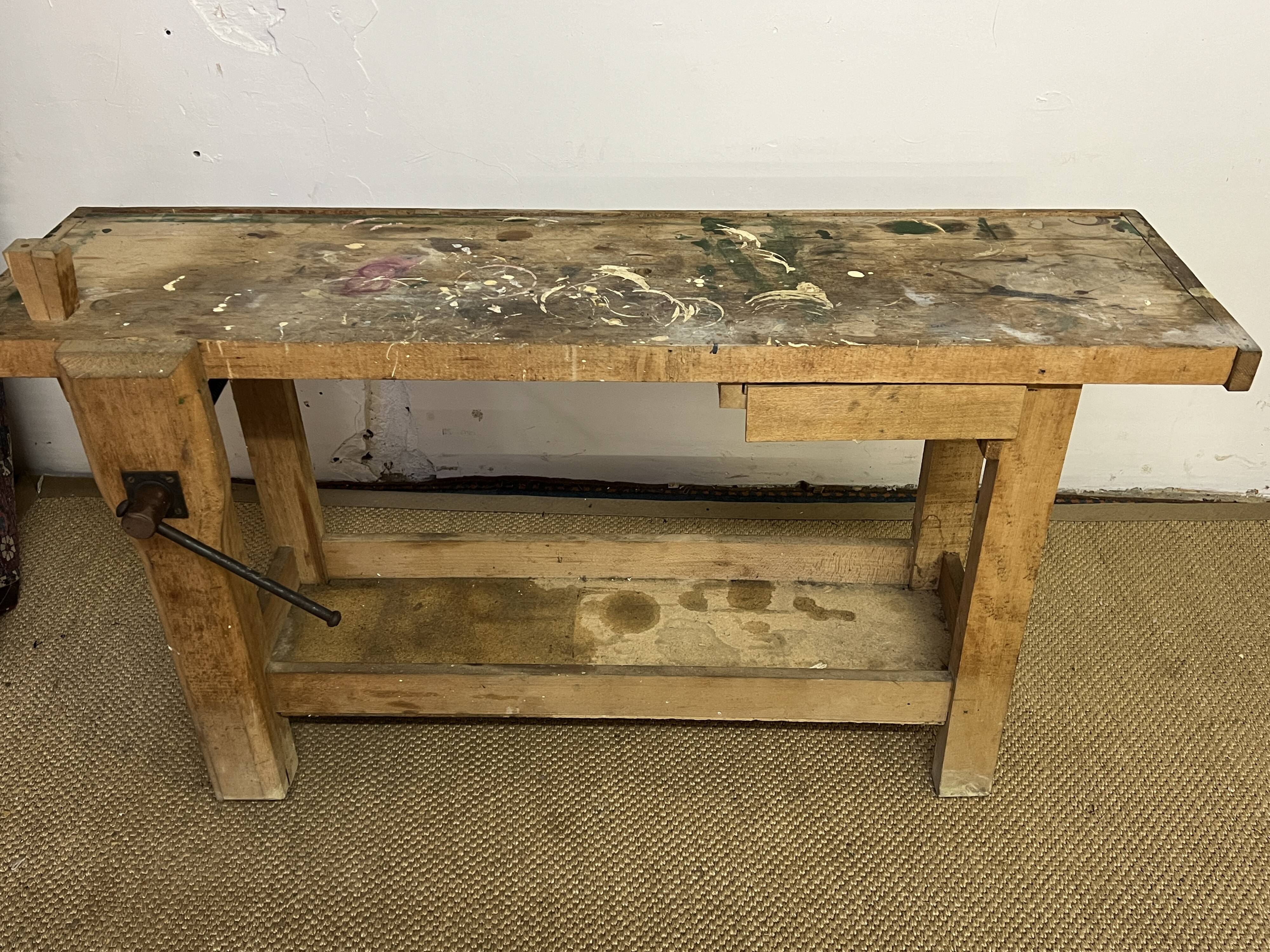 Old wooden craft workbench