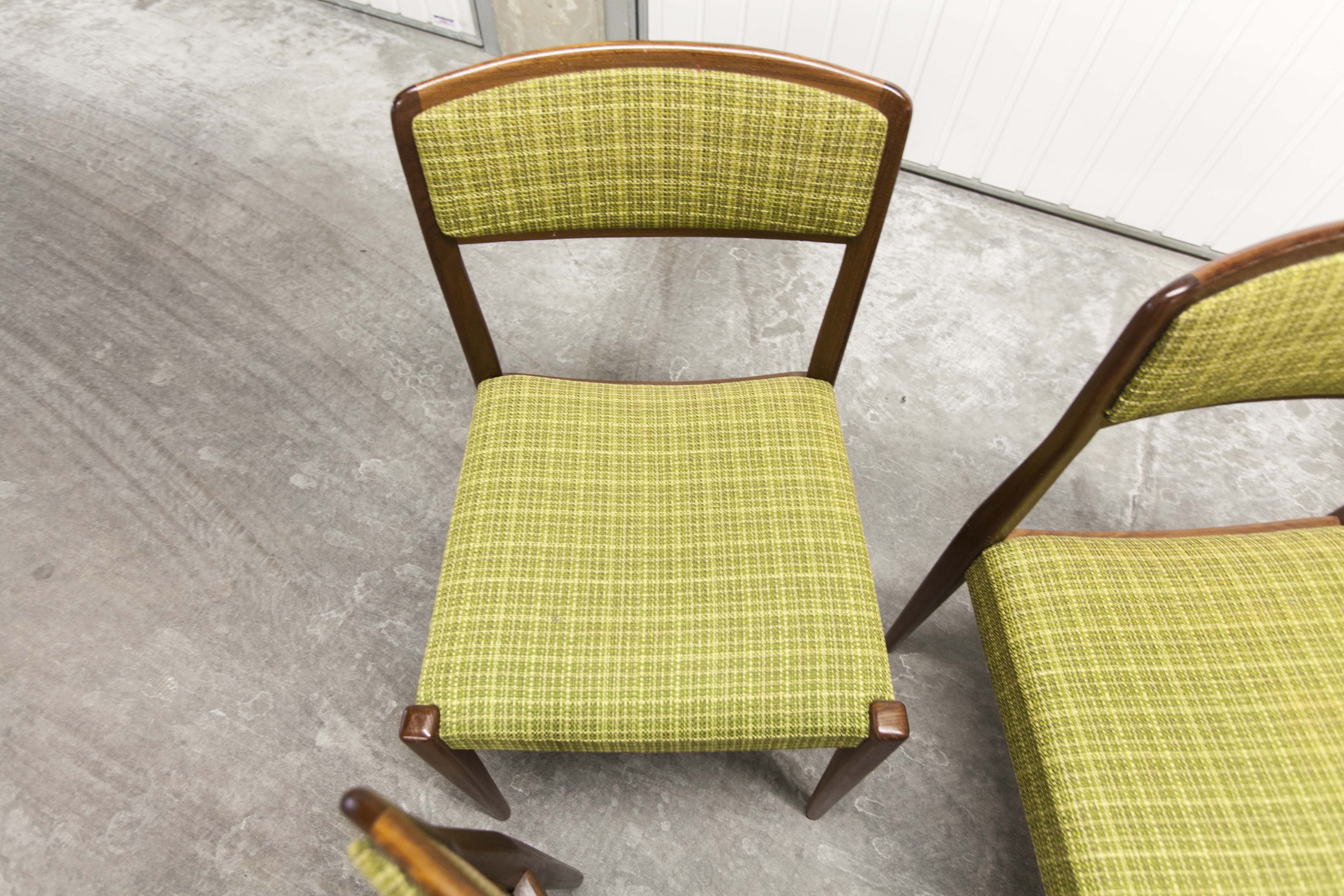 Lot of 6 teak and fabric chairs