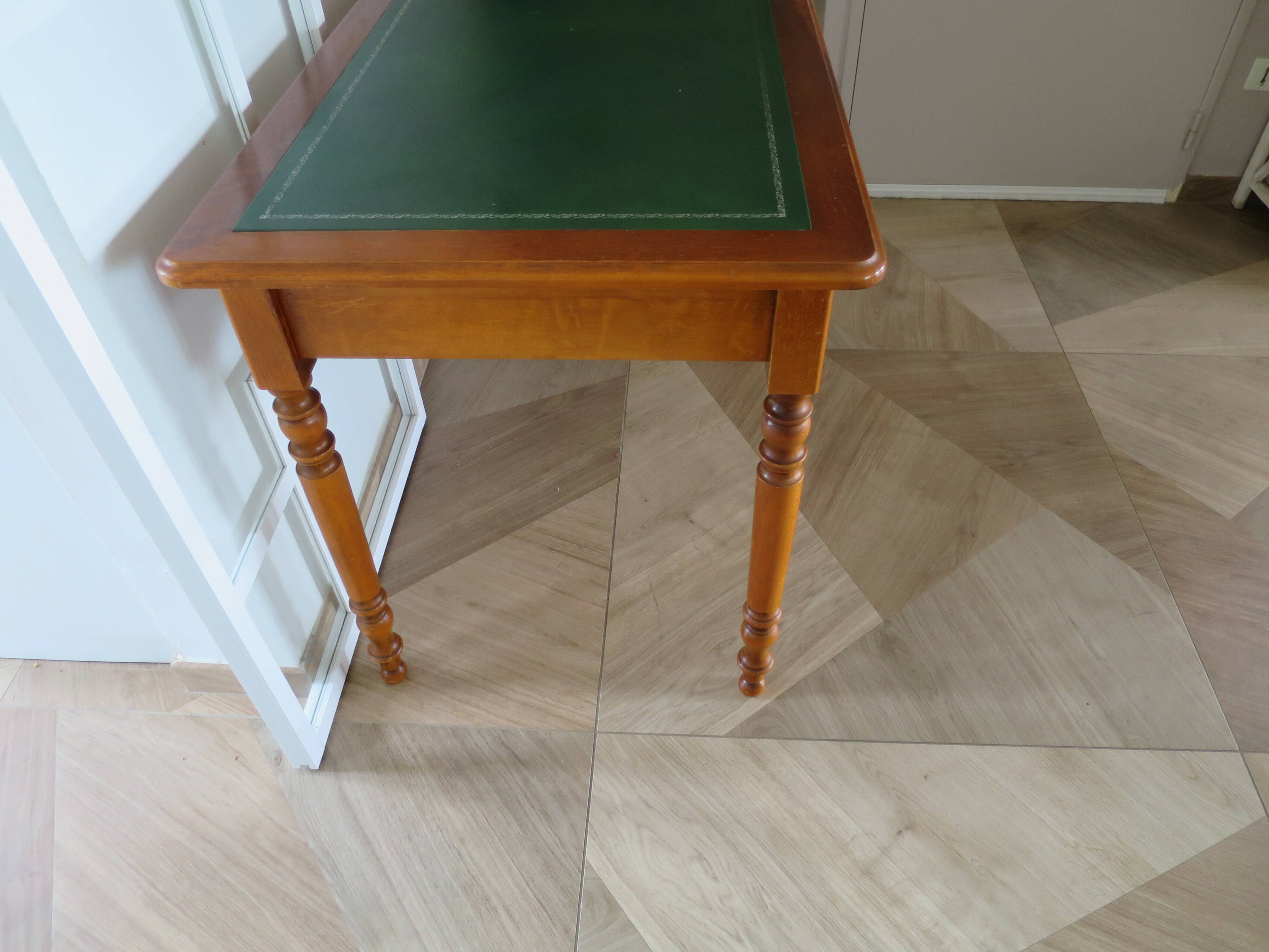 Minister's desk style L. Philippe – 2 drawers – cherry wood – faux leather desk mat