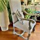 Restored Louis XIII armchair – textured beige fabric
