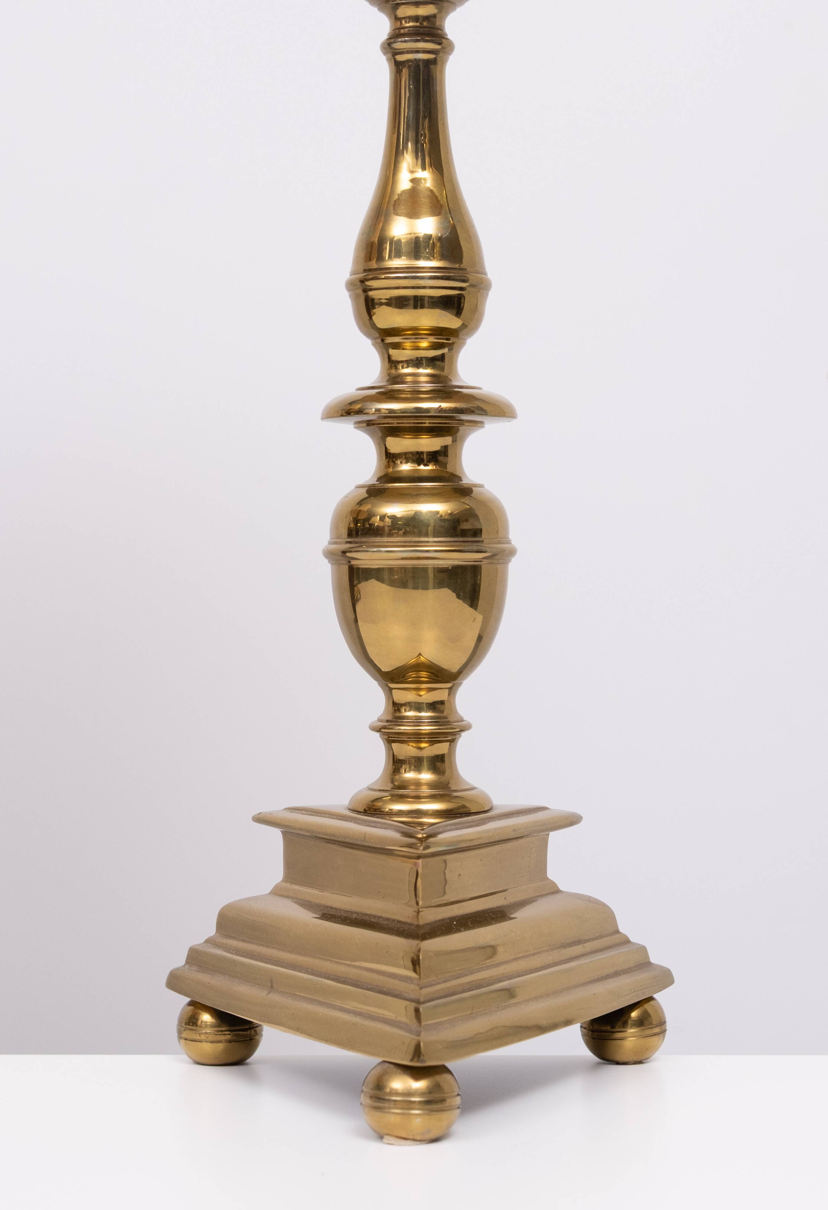 set solid Brass Gothic Revival Table Lamps 1950s