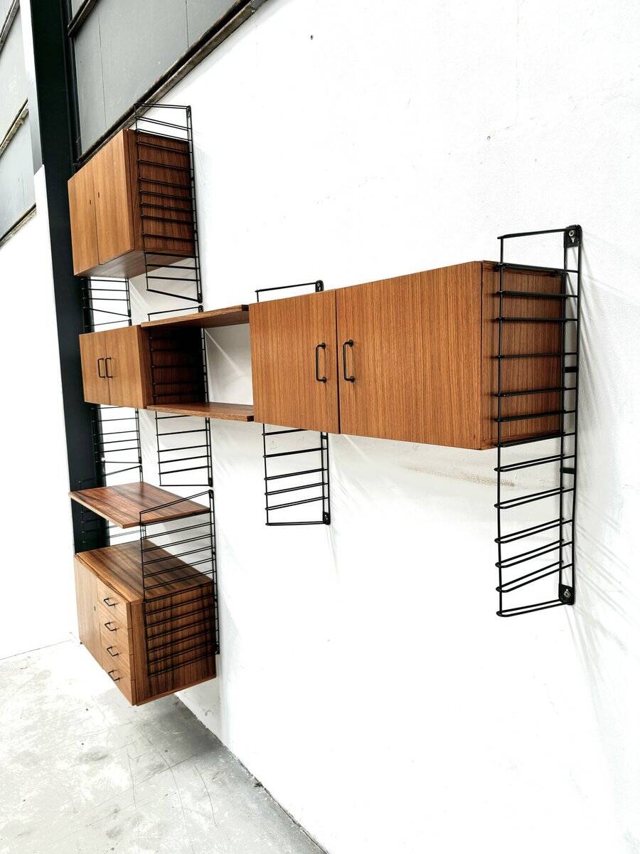Vintage teak modular wall system by Tomado for Musterring, 1960s