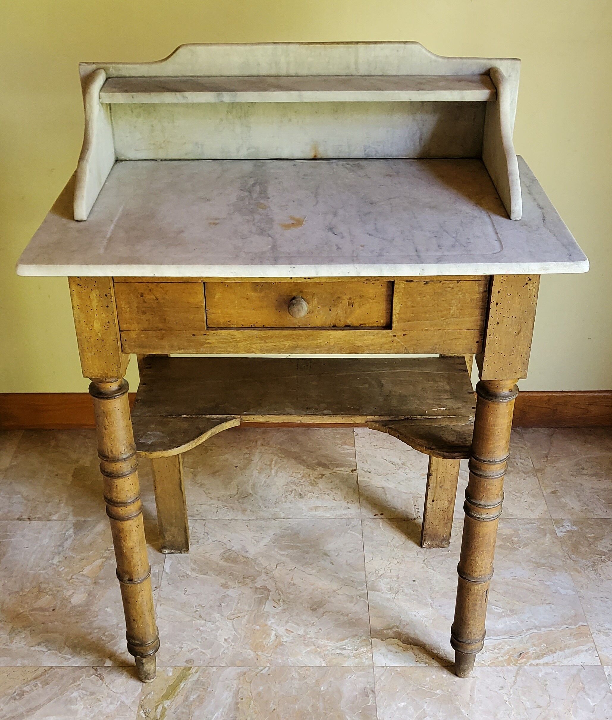 Antique toilet table with white marble top