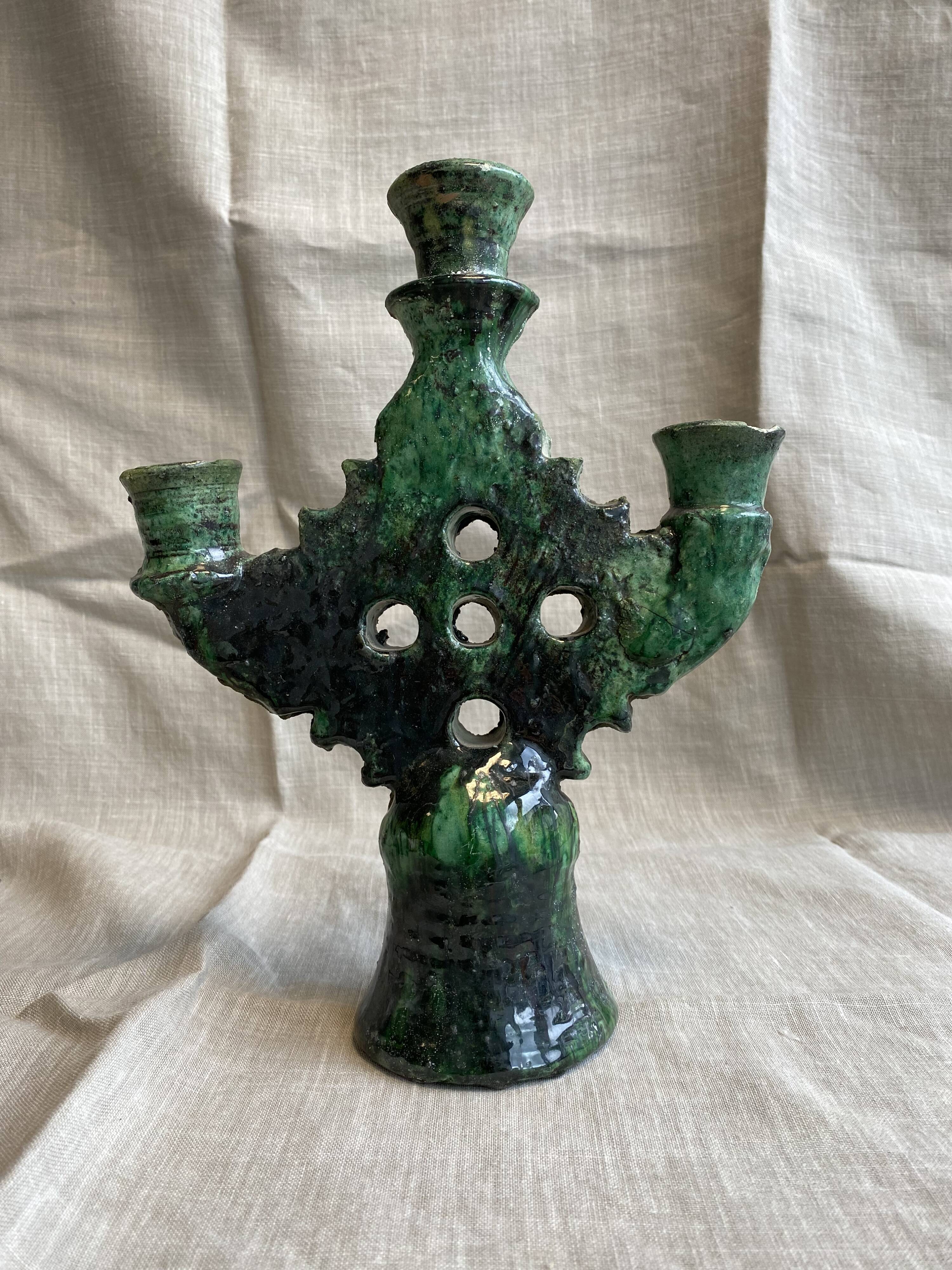 Tamegroute pottery candle holder