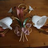 Bouquet of Flowers wall light in painted metal and glass tulip lampshade
