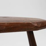 Mid-century Wabi Sabi stool or side table in oak, France ca. 1850