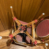 4 chaises bistrot Bamboo - rouge et crème