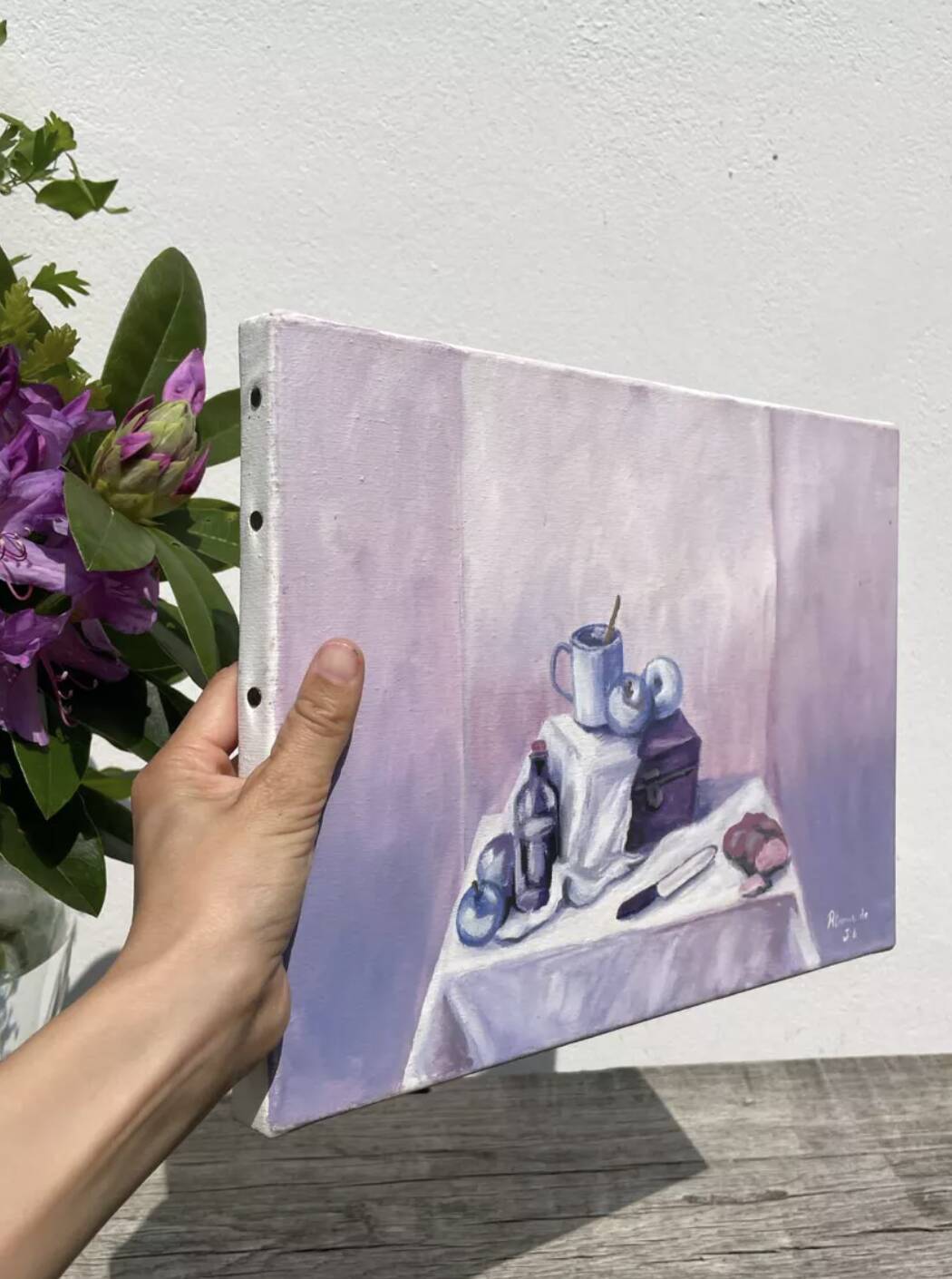 Painting of a still life oil on canvas