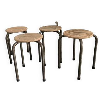 Tabouret metal et bois