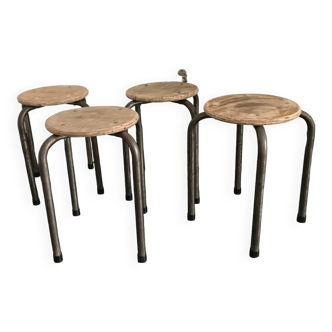 Metal and wood stool