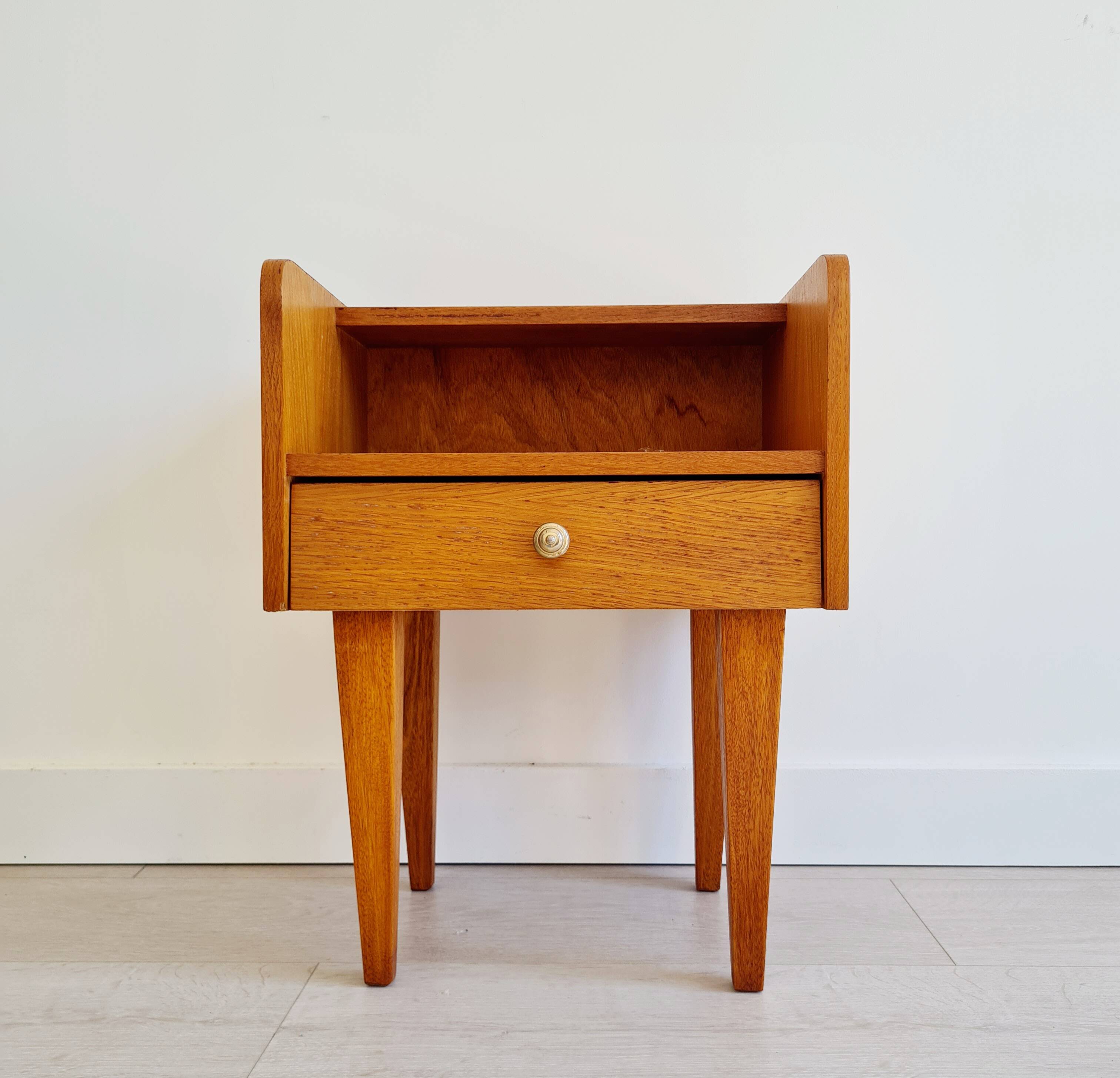 Bedside table with compass legs, 1960s