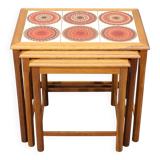 Mid-century Danish oak nesting tables with tile tops
