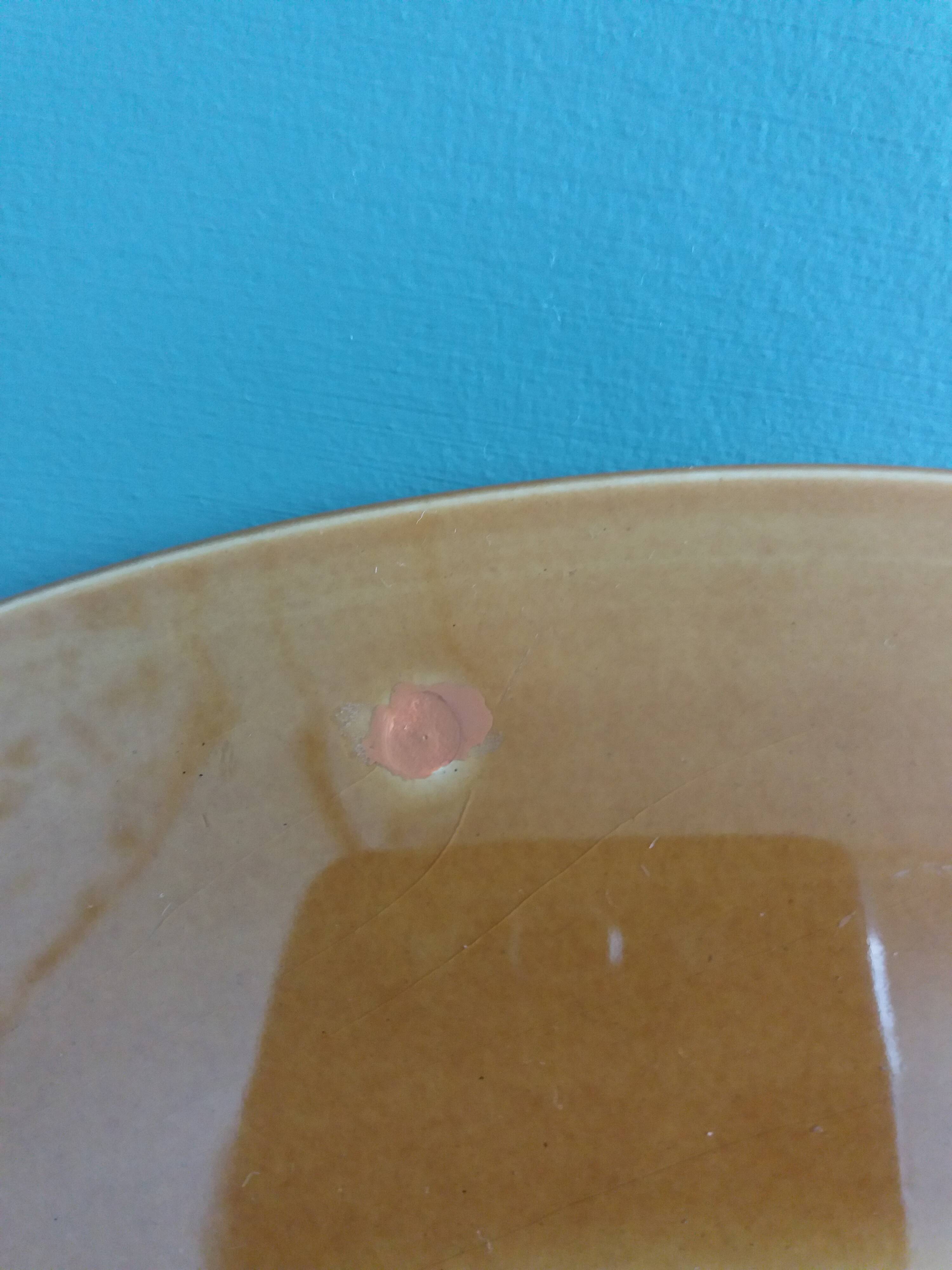 Pie dish cheese platter barbotine Gien 60s