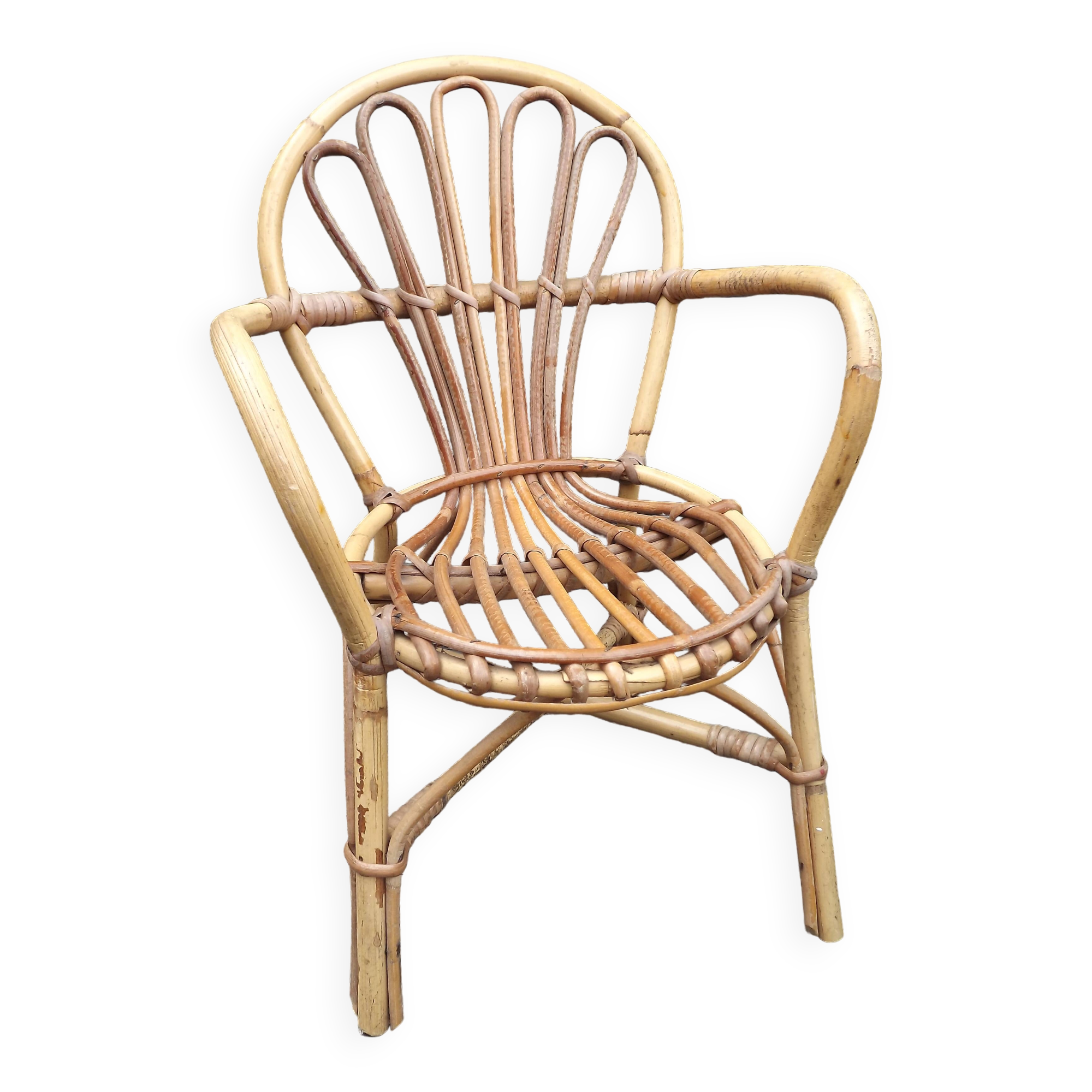 Vintage 70's rattan children's chair