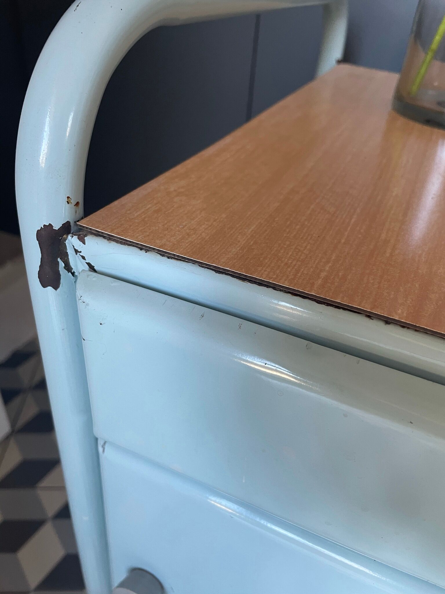 Metal boarding school/convent bedside