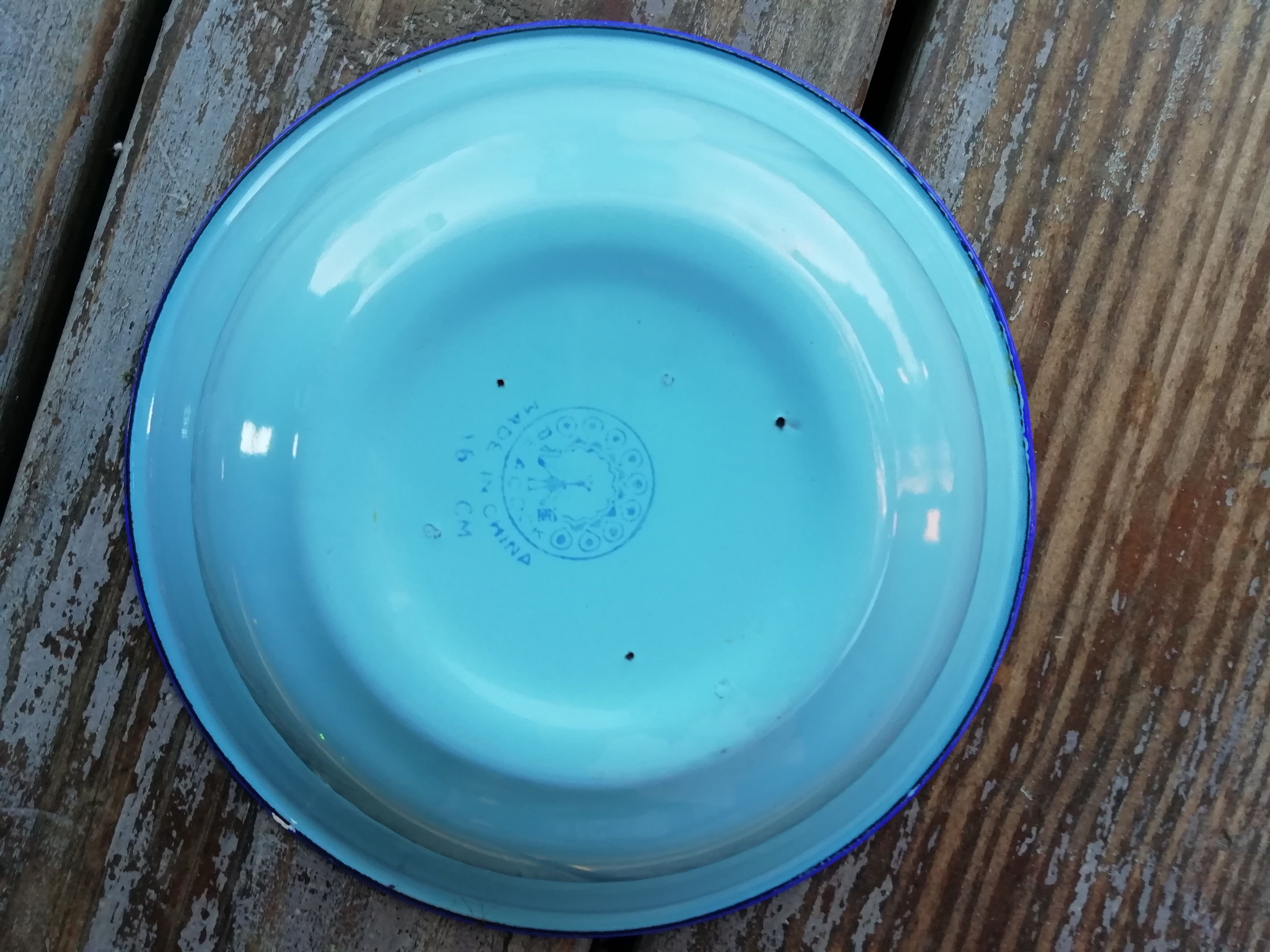 Coupelle en tôle émaillée bleue ciel