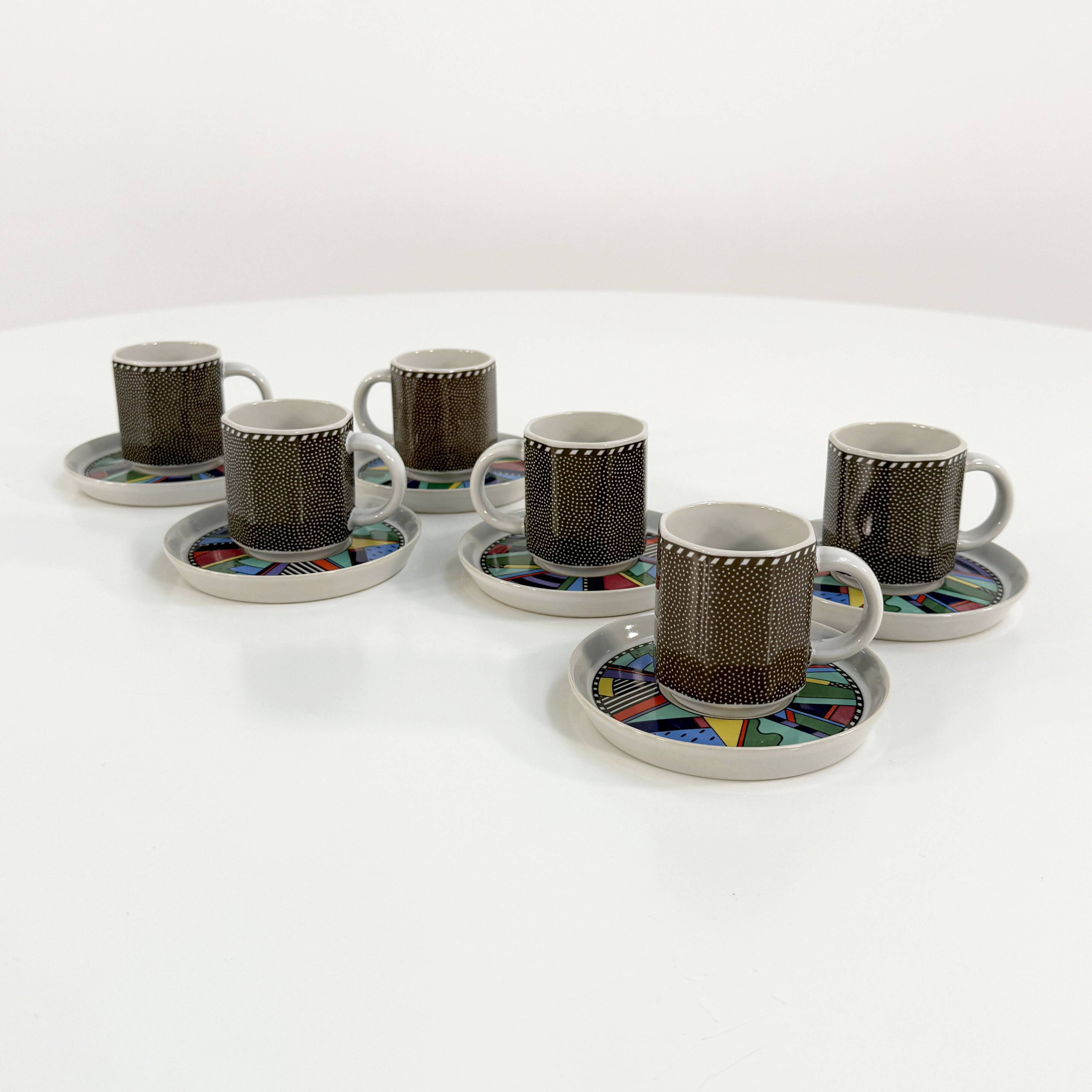 Set of 6 Scenario Metropol mugs by Barbara Brenner for Rosenthal, 90