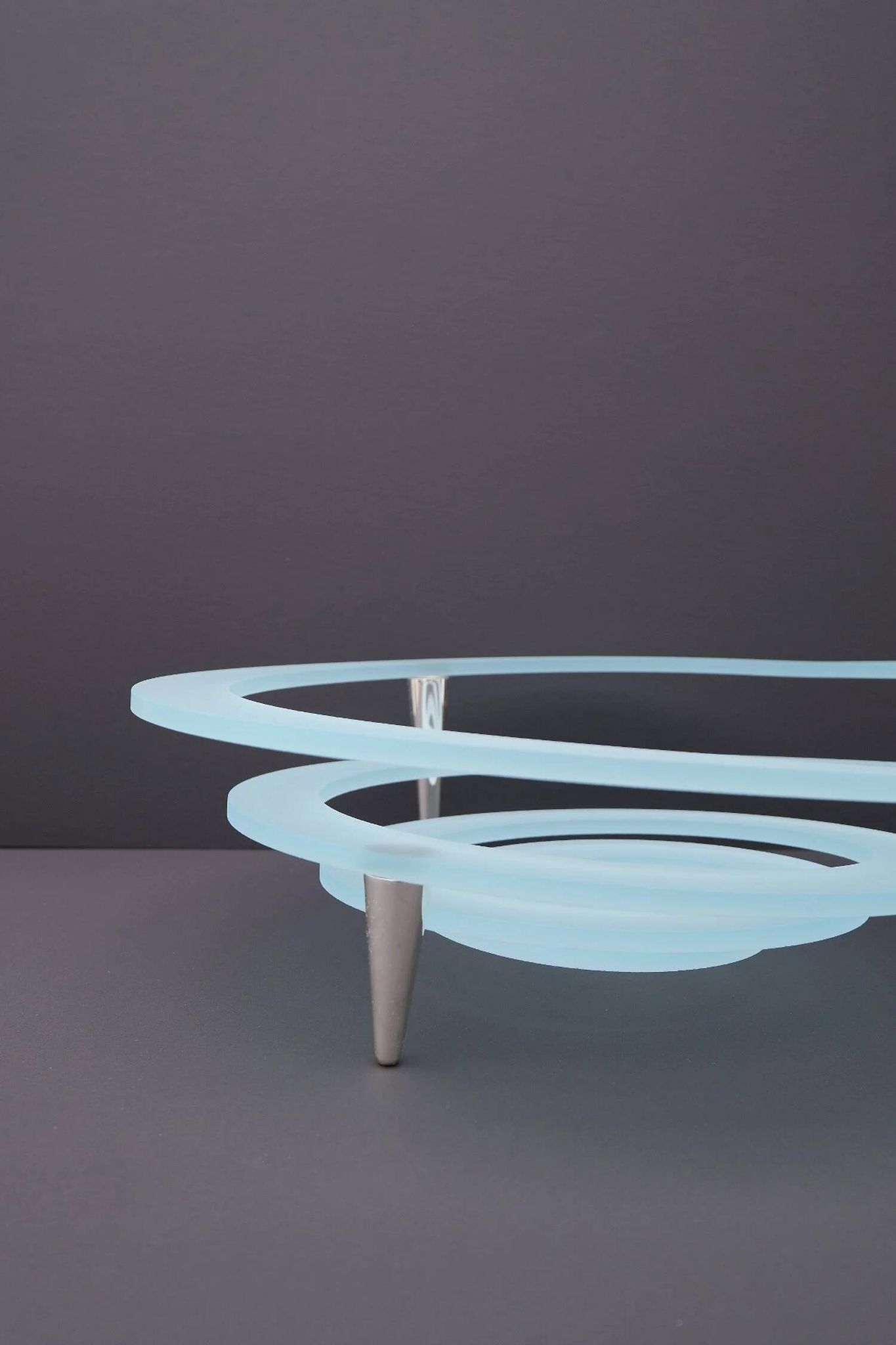 "Spirale" fruit bowl by Giuseppe Rocco for RSVP in glass and silver-plated metal, Italy 1980