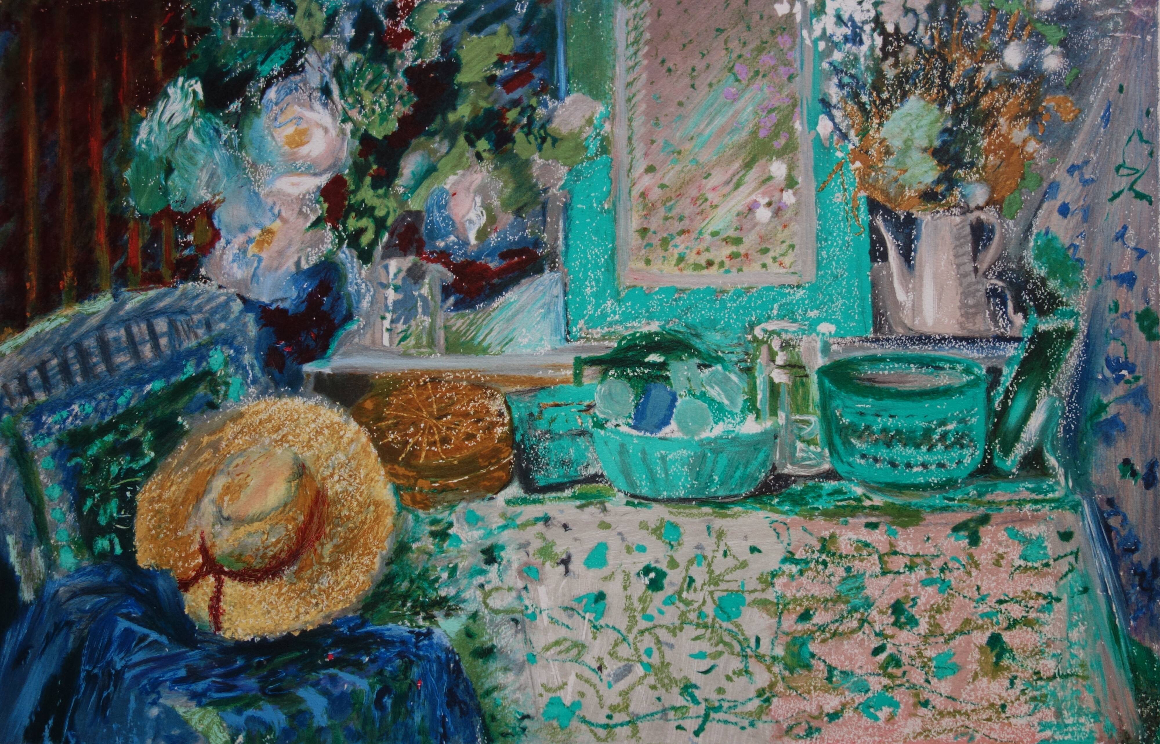 Yvonne Cheffer Delouis: Still life with hat, original signed lithograph