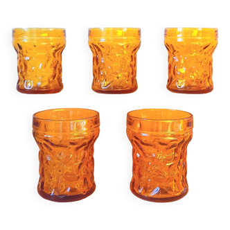 Set of 70s amber glasses