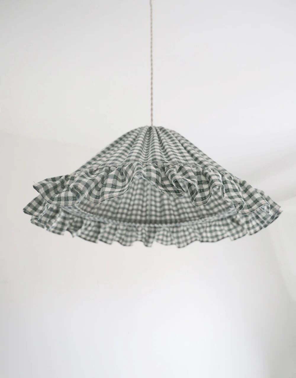 Emilia "small green squares" conical textile suspension with flounce