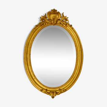 Miroir médaillon Napoléon III ovale XIXème 90x60cm style Louis XVI