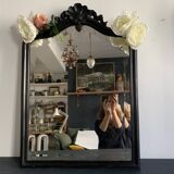 Napoleon III mirror in black wood with pediment