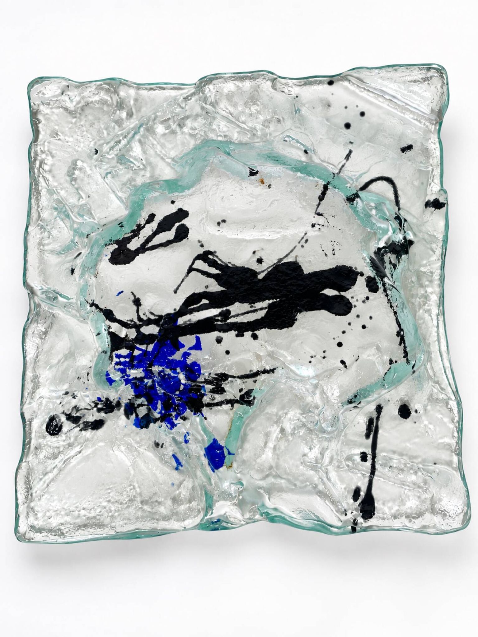 Grand centre de table en verre fusionné – pièce sculpturale abstraite
