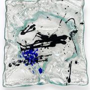 Grand centre de table en verre fusionné – pièce sculpturale abstraite