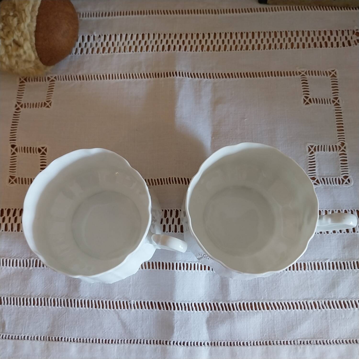Antique white art nouveau porcelain cups