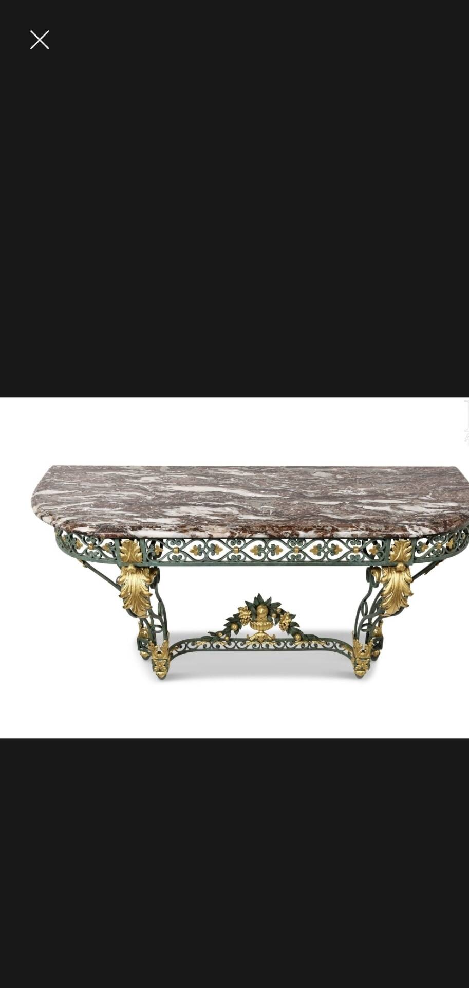 Wrought iron console in Louis XV style, 19th century.