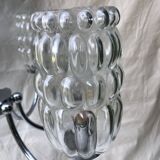 6-branched chrome chandelier & glass lampshades