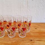 Set of 8 vintage bird pattern orangeade glasses