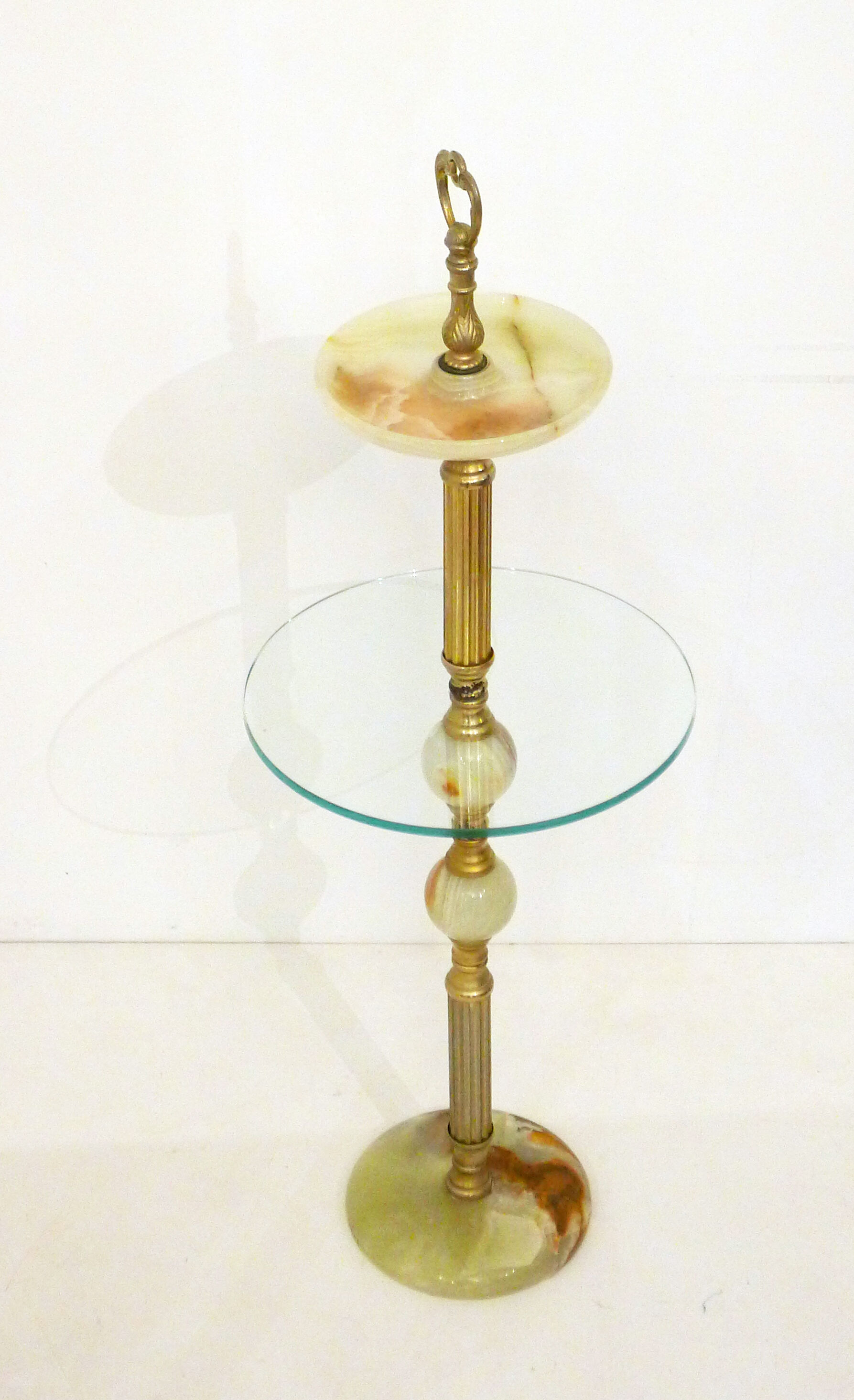 Onyx standing ashtray - gold metal