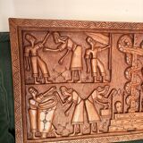 Ancient Carved Panel Bas Relief Sculpture Benin Dahomey Ritual Scene