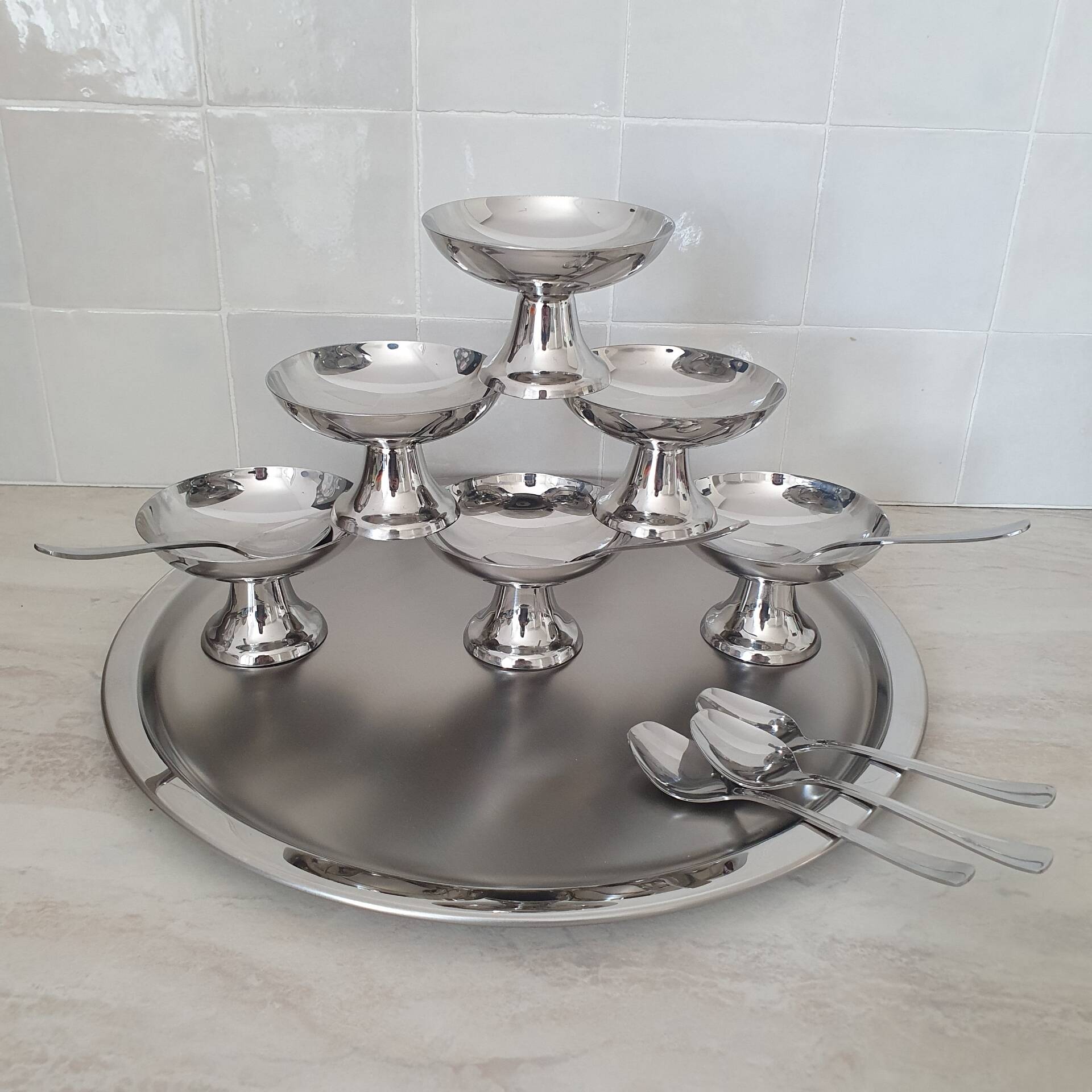 Guy Degrenne / Service en inox massif complet / Coffret coupes cuillèr